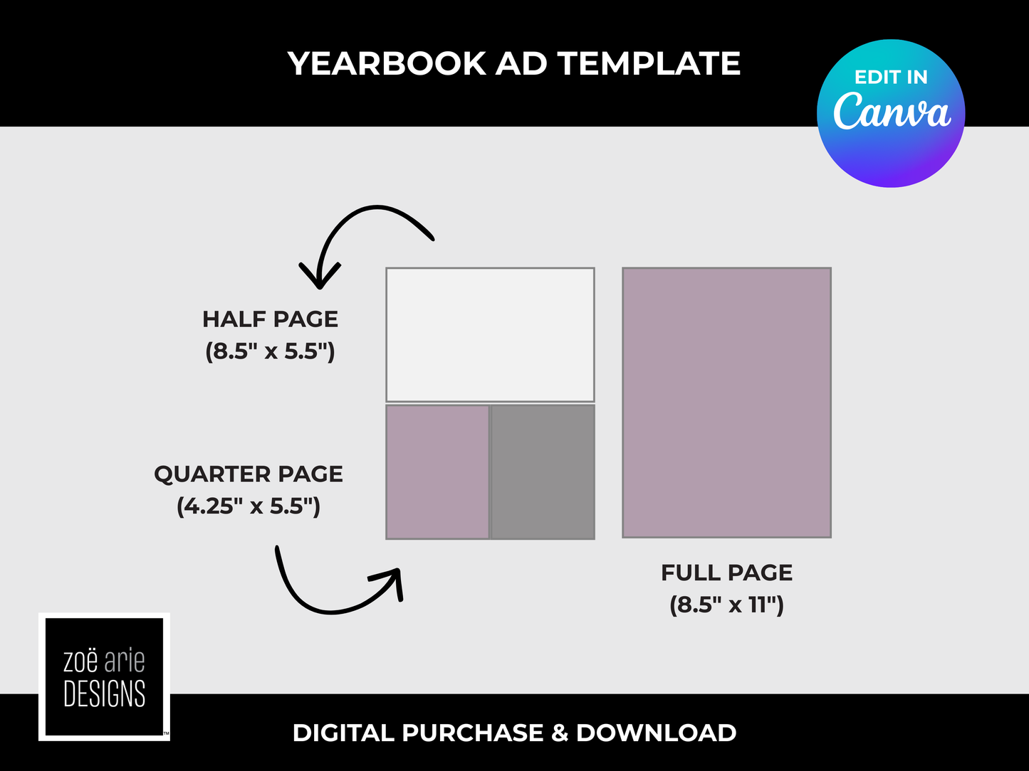 Editable Yearbook Ad Template | Senior Tribute Bundle - Half and Quarter Page - Theme: In The Game