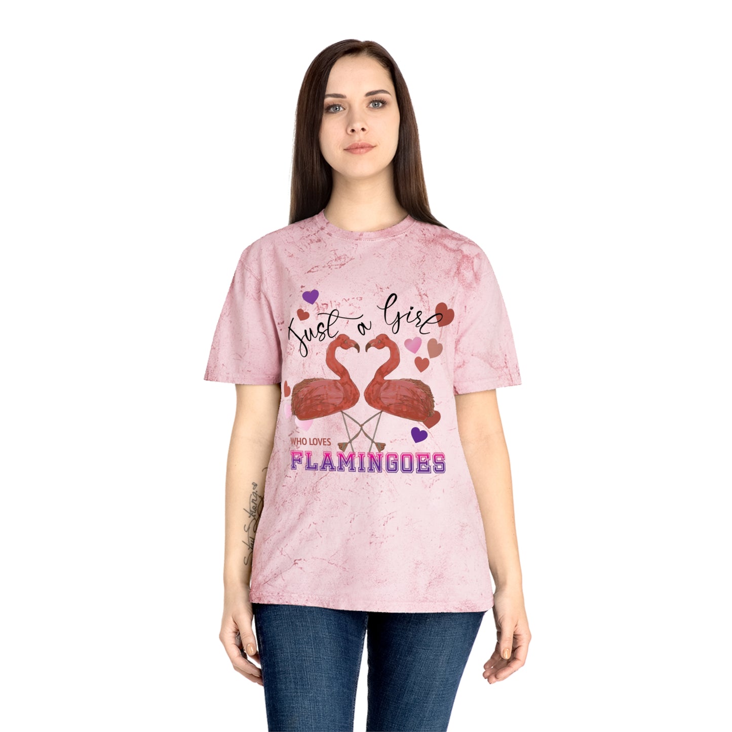 Unisex Color Blast T-Shirt - Just a Girl Who Loves Flamingos