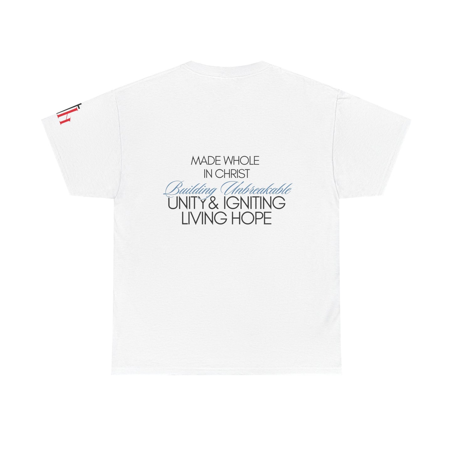 Unisex Heavy Cotton Tee - Artwork on Short Sleeves - Made Whole in Christ