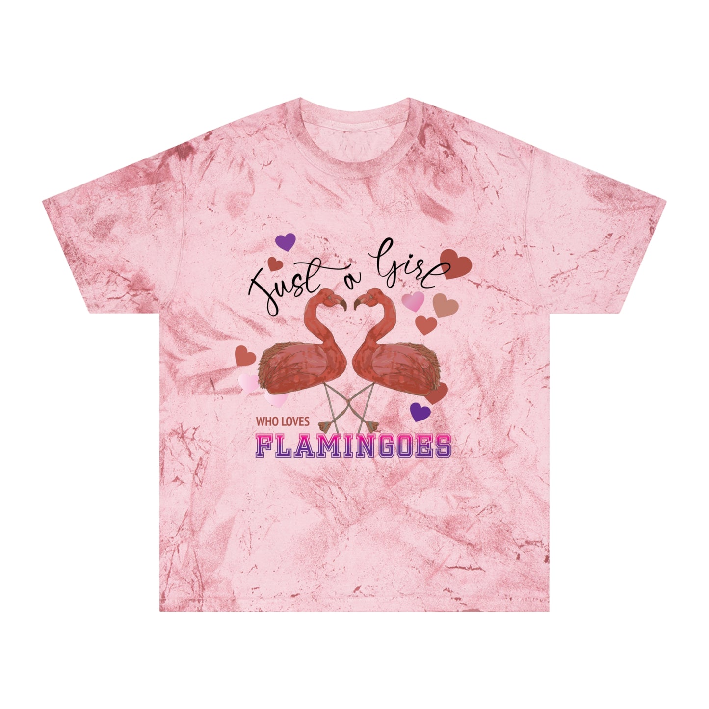 Unisex Color Blast T-Shirt - Just a Girl Who Loves Flamingos