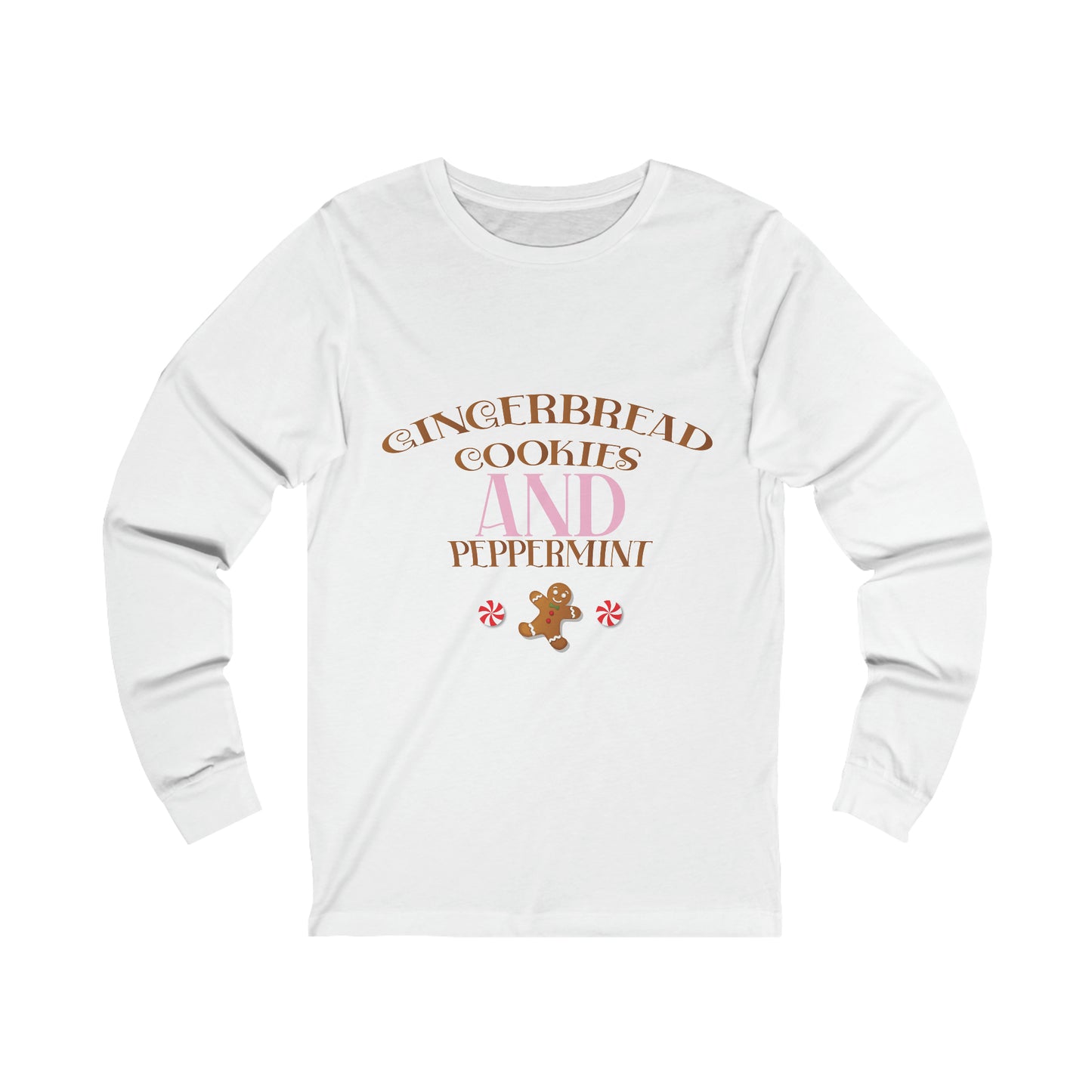 Unisex Jersey Long Sleeve Tee - Gingerbread and Peppermint