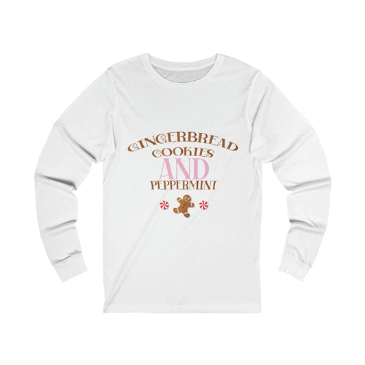 Unisex Jersey Long Sleeve Tee - Gingerbread and Peppermint