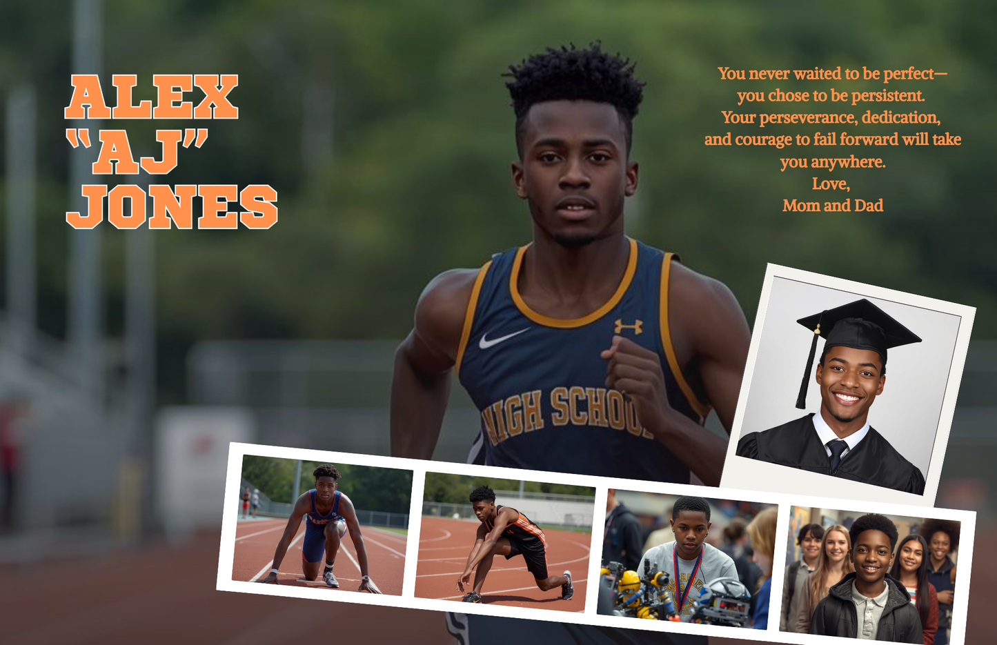Editable Yearbook Ad Template | Senior Tribute Bundle - Half and Quarter Page - Theme: Track and Film