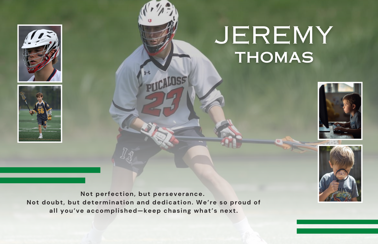 Editable Yearbook Ad Template | Senior Tribute Bundle - Half and Quarter Page - Theme: Sports Story - 4 photos
