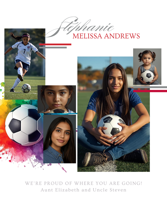 Editable Yearbook Ad Template | Senior Tribute Bundle - Half and Quarter Page - Theme: Soccer Splash