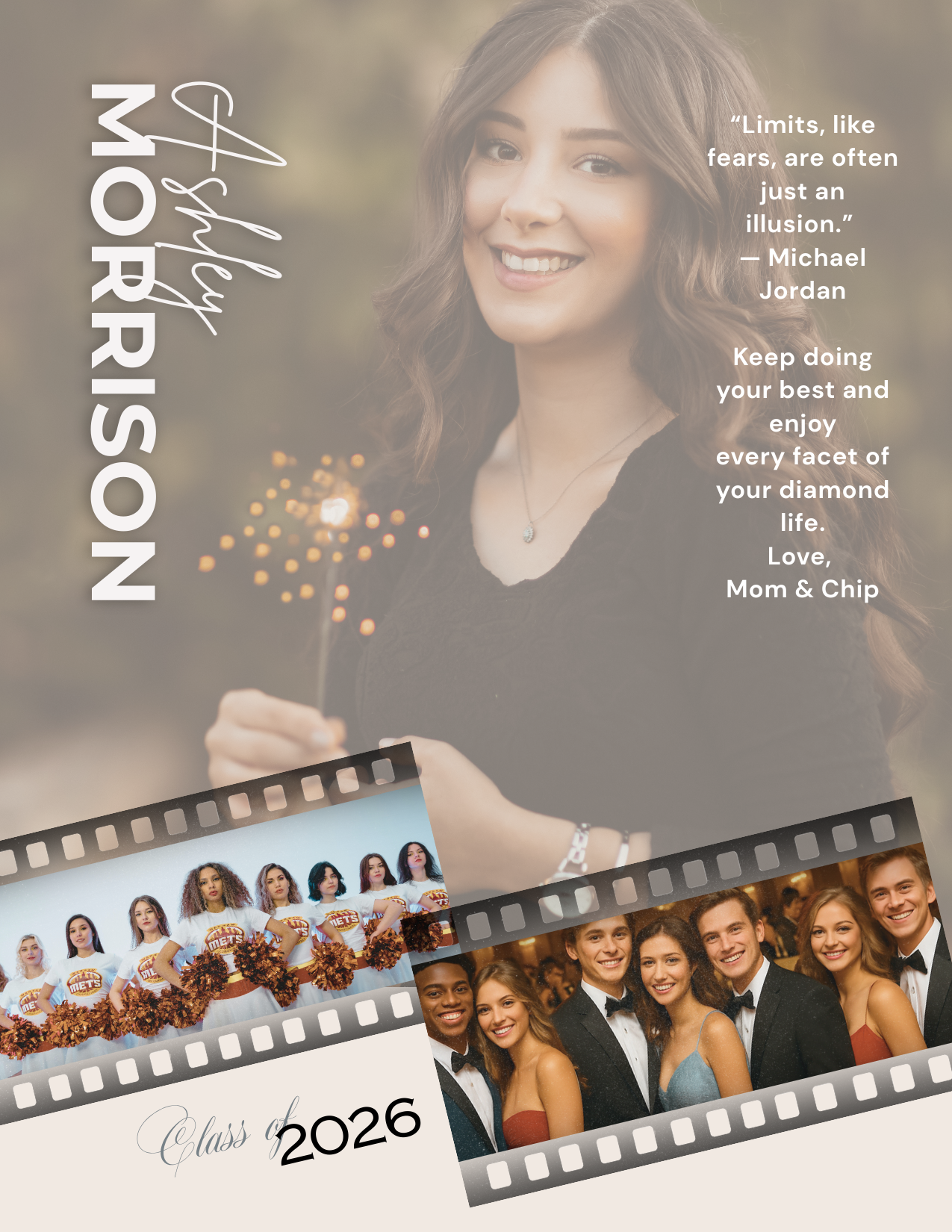 Editable Yearbook Ad Template | Senior Tribute Bundle - Half and Quarter Page - Theme: Natural Film Strip