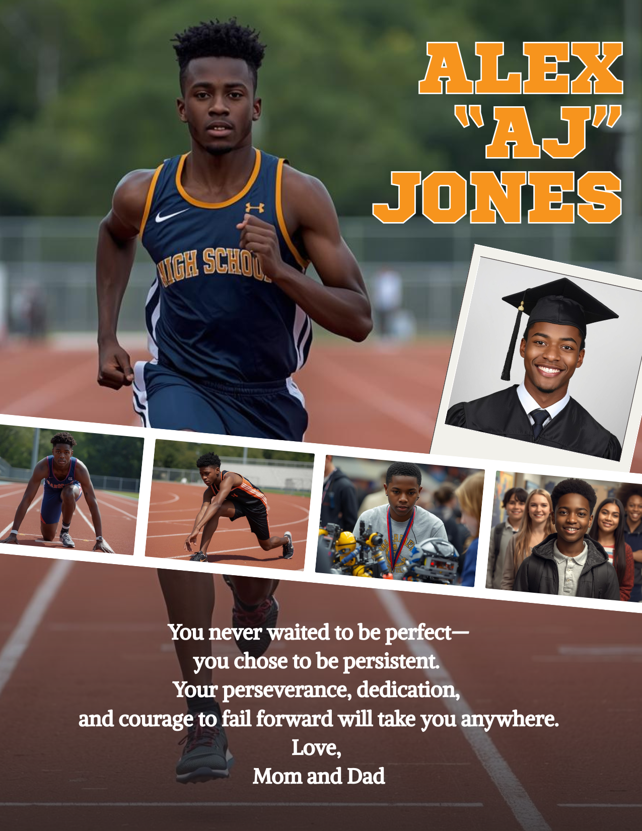 Editable Yearbook Ad Template | Senior Tribute Bundle - Half and Quarter Page - Theme: Track and Film