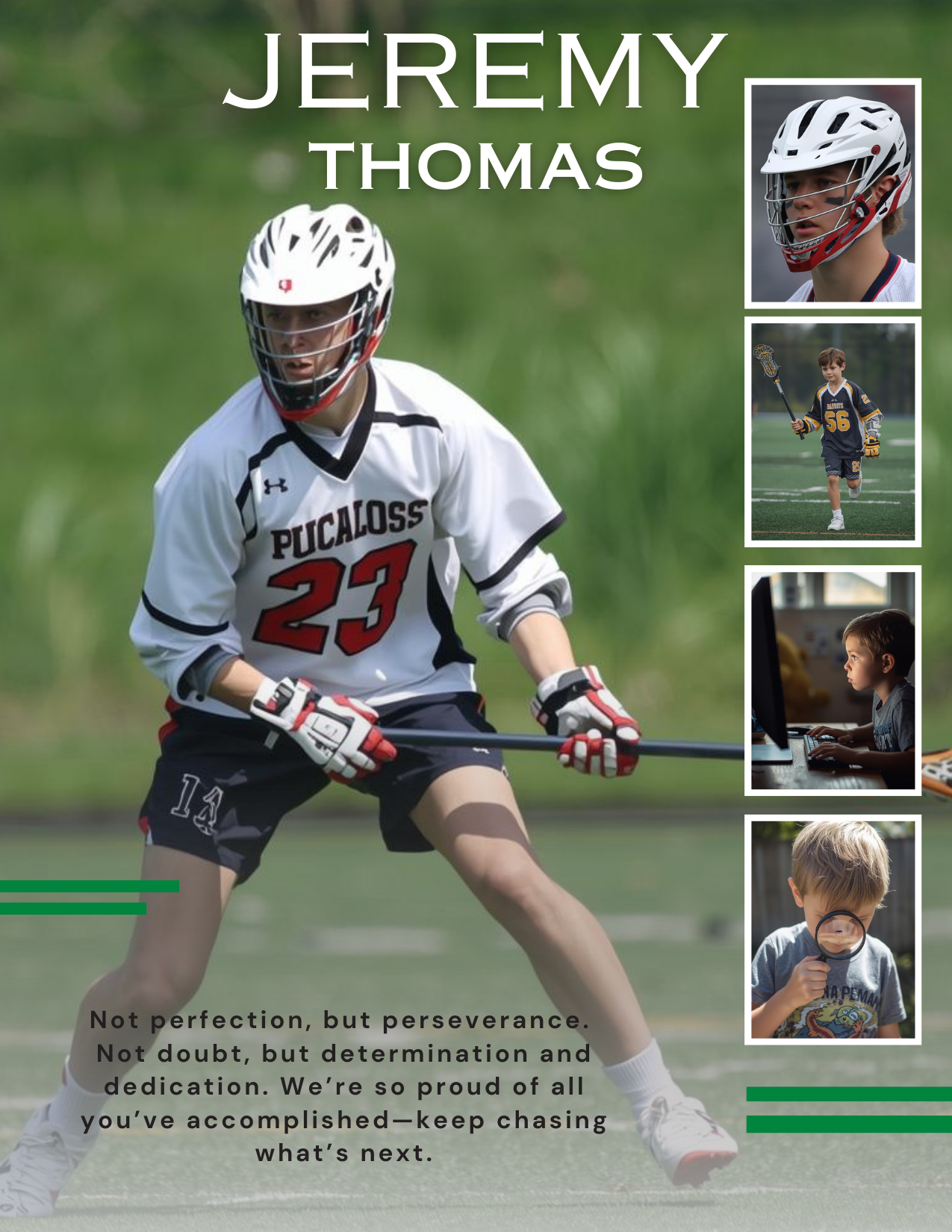 Editable Yearbook Ad Template | Senior Tribute Bundle - Half and Quarter Page - Theme: Sports Story - 4 photos