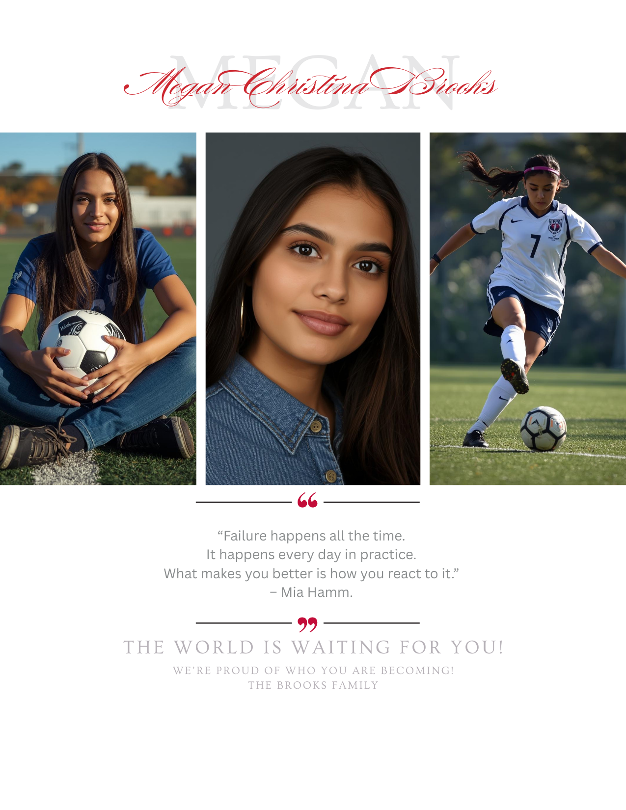 Editable Yearbook Ad | Senior Tribute Bundle - Half Page and Quarter Page Template - Theme: Quote and Three Photos