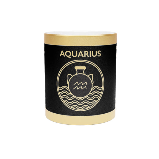 Aquarius - 11 Oz Metallic Mug (Silver / Gold)