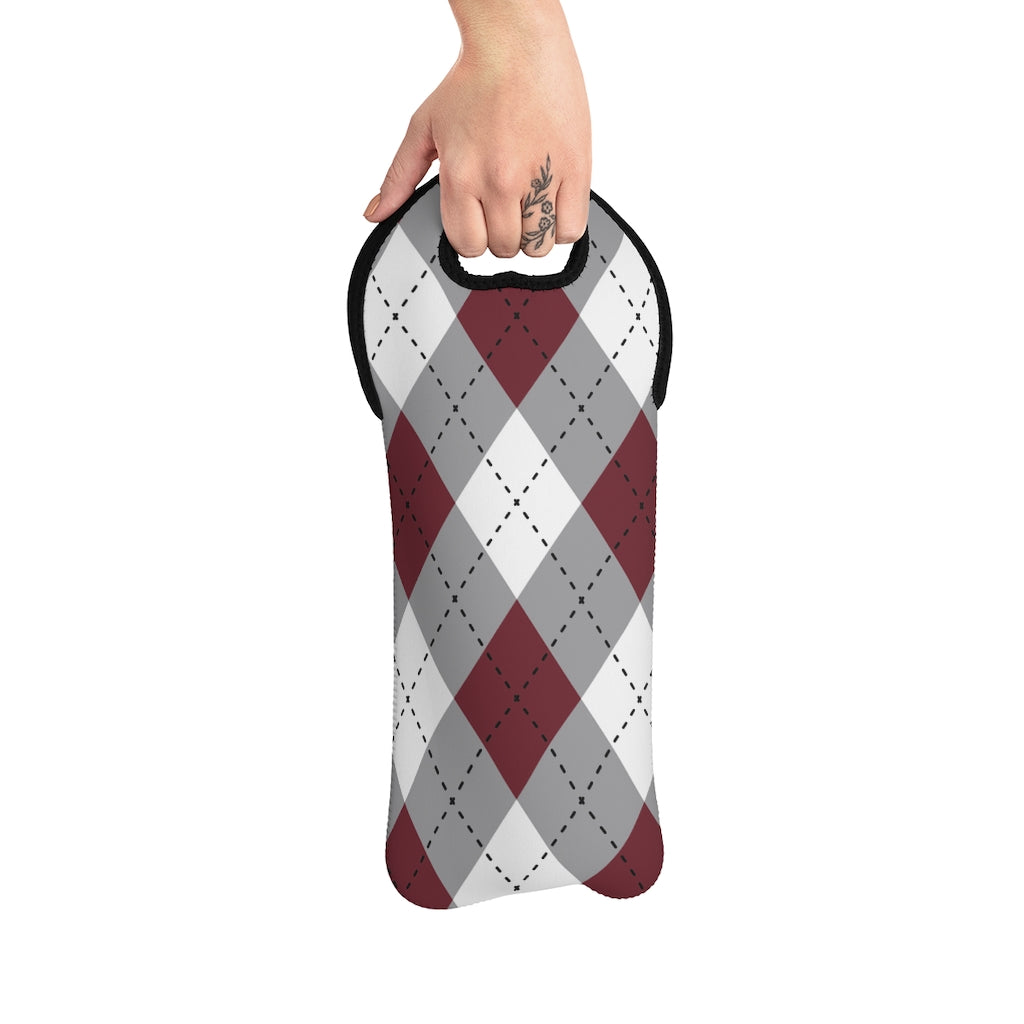 Wine Tote Bag - Argyle: Morehouse College Colors