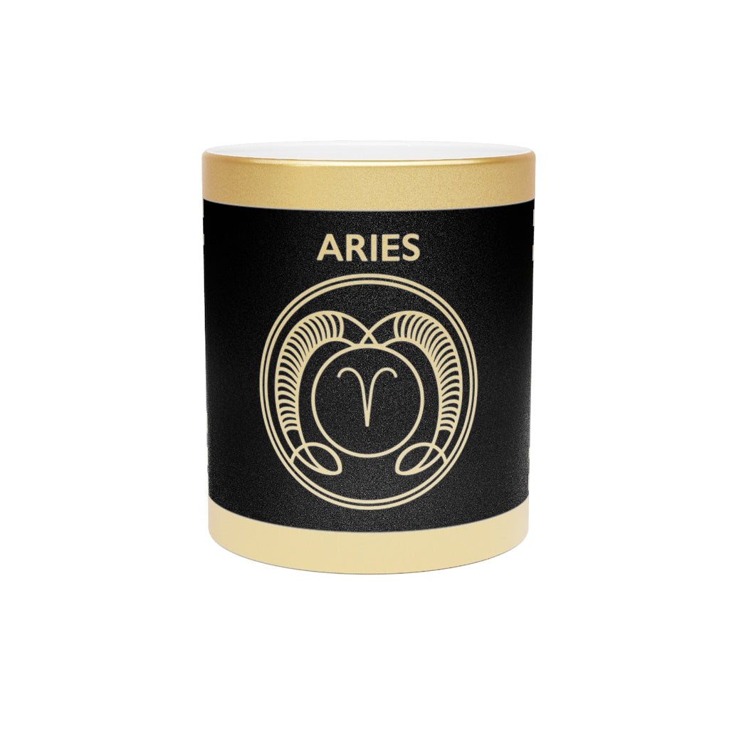 Aries - 11 Oz Metallic Mug (Silver / Gold)