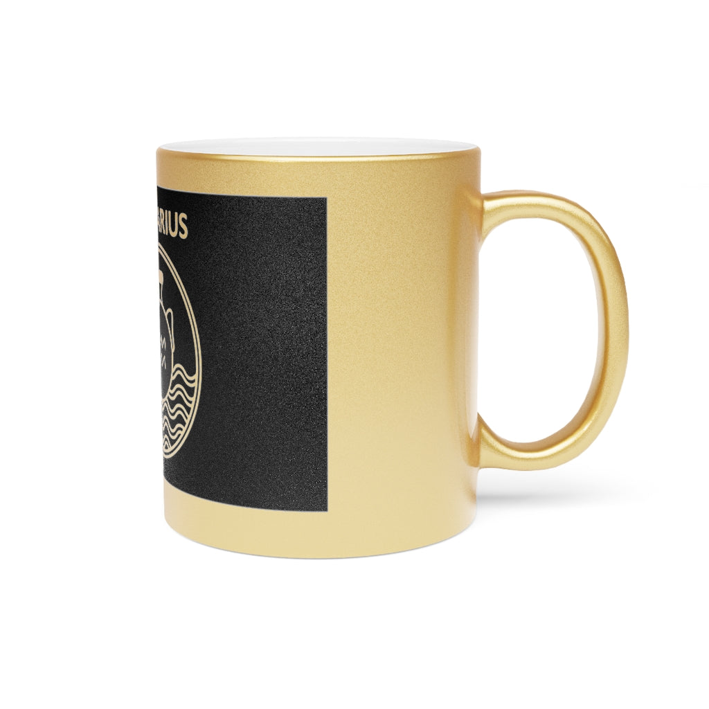 Aquarius - 11 Oz Metallic Mug (Silver / Gold)