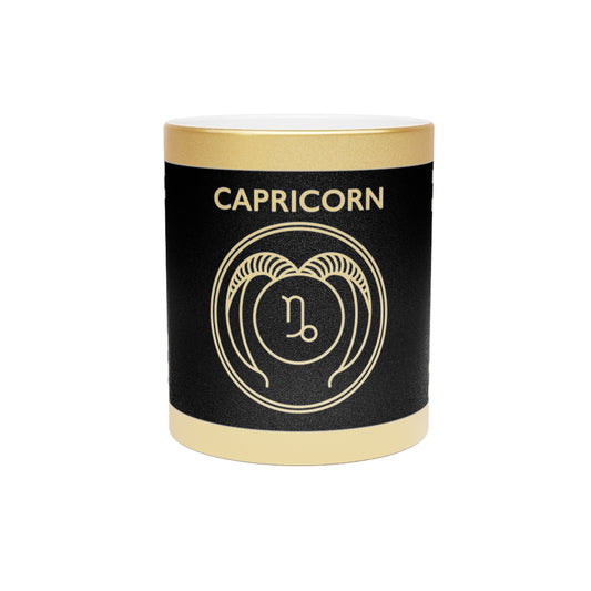 Capricorn - 11 Oz Metallic Mug (Silver / Gold)