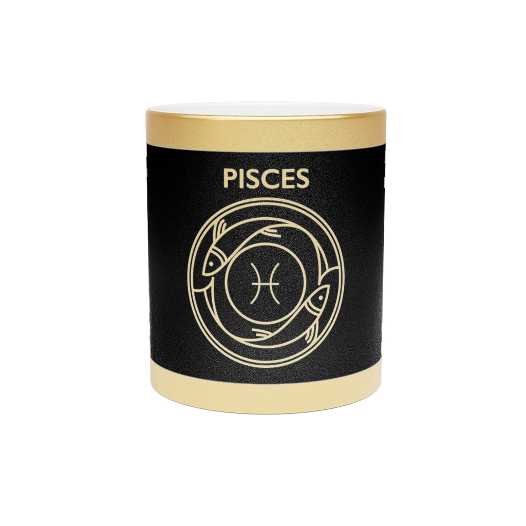 Pisces - 11 Oz Metallic Mug (Silver / Gold)