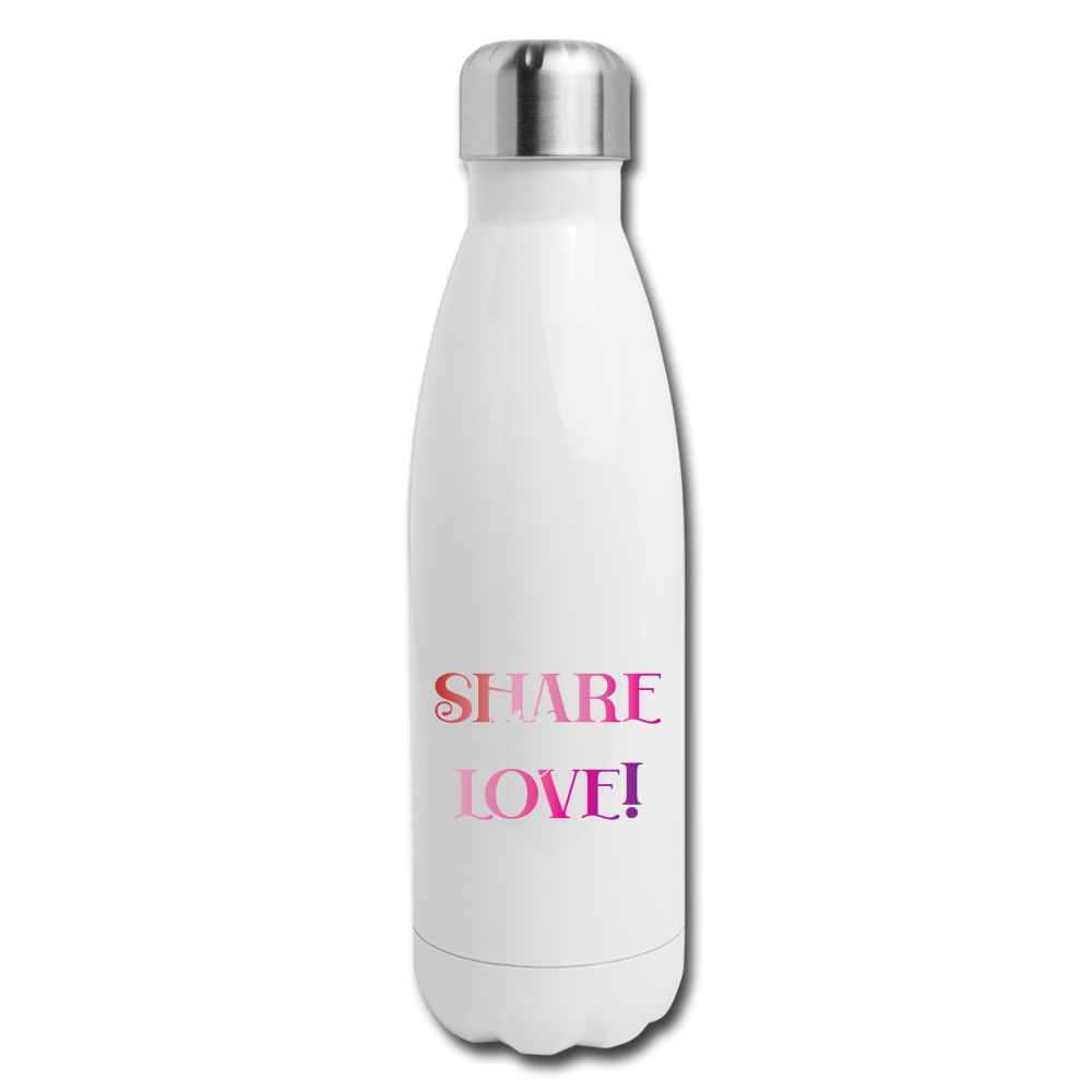 "SHARE the LOVE!" Insulated Stainless Steel Water Bottle - white