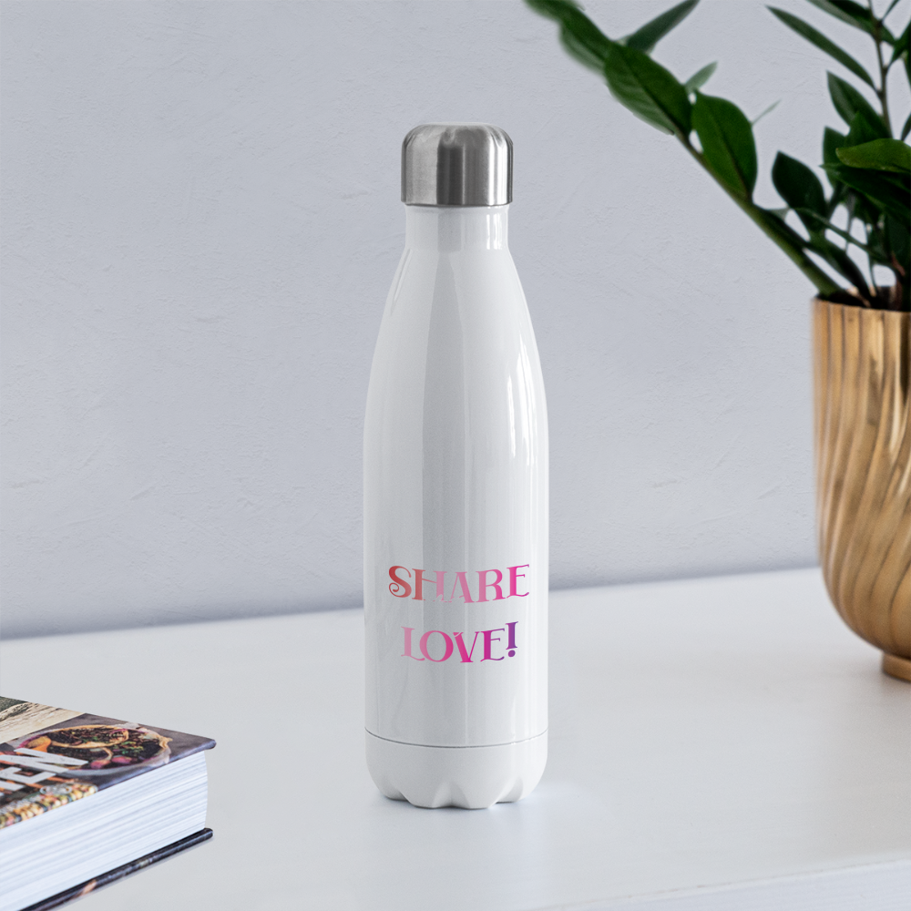 "SHARE the LOVE!" Insulated Stainless Steel Water Bottle - white