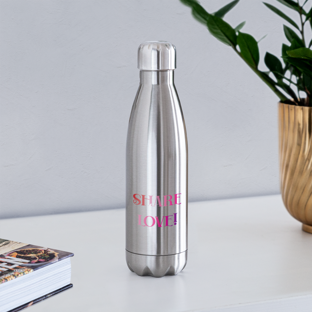 "SHARE the LOVE!" Insulated Stainless Steel Water Bottle - silver