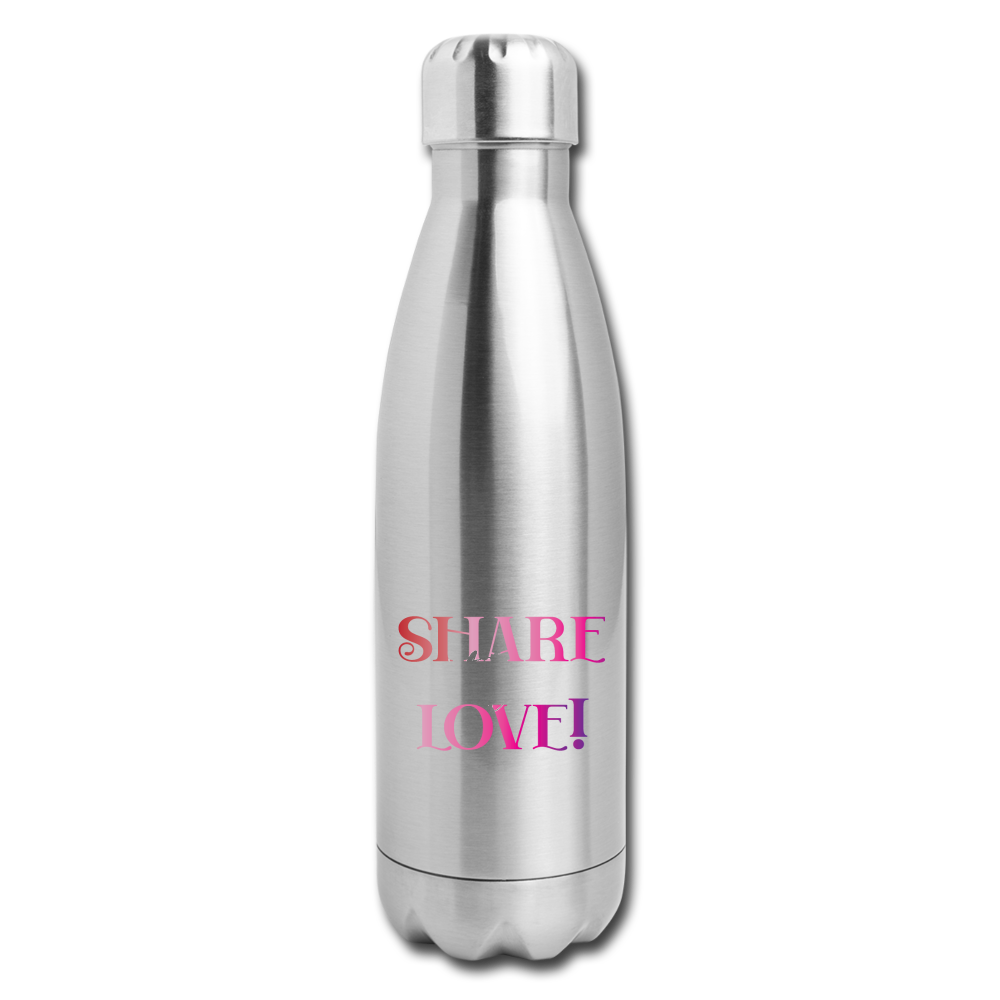 "SHARE the LOVE!" Insulated Stainless Steel Water Bottle - silver