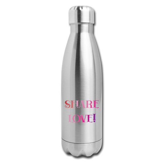 "SHARE the LOVE!" Insulated Stainless Steel Water Bottle - silver